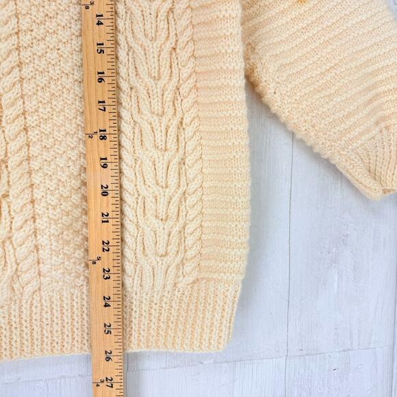 Blarney Woollen Mills Handknit Aran Sweater M 100% Wool Cream Ireland Fisherman - Picture 12 of 13